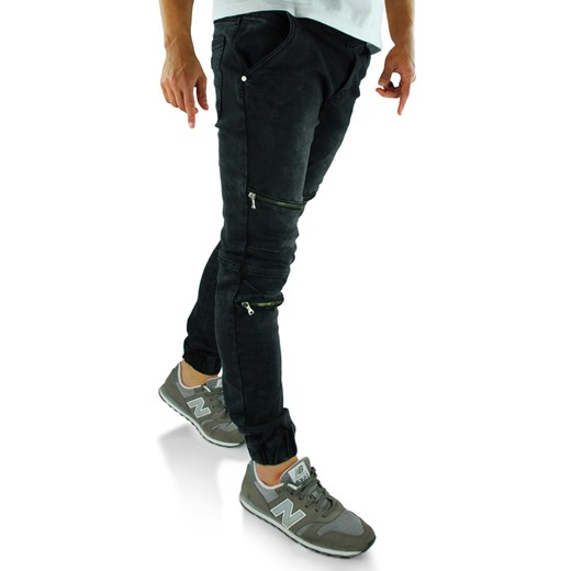 Joggery męskie jeansowe w kolorze grafitowym KA181  czarny 34 wyprzedaż anmir.pl 