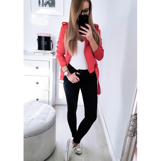 Ramoneska zamszowa Emma - Malinowa z paskiem czarny XL Rose Boutiqeue