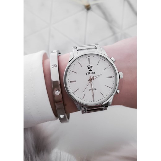 Zegarek Bellos ze stali chirurgicznej - bransoleta w kolorze srebrnym szary uniwersalny Rose Boutiqeue