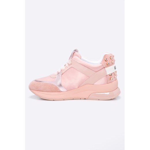 Sneakersy damskie Liu•jo młodzieżowe różowe z aplikacjami  skórzane na koturnie 