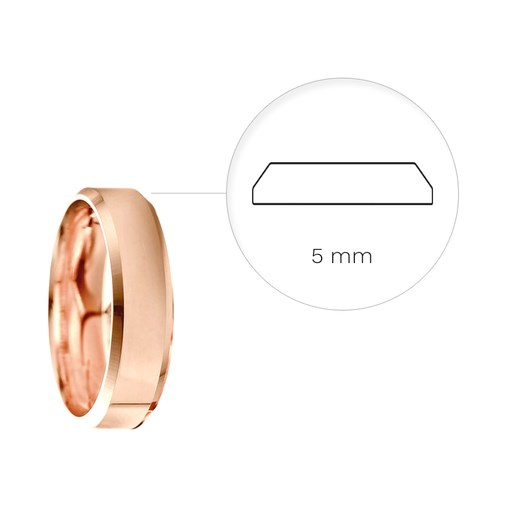 Obrączki ślubne: różowe złoto, z fazą, 5 mm