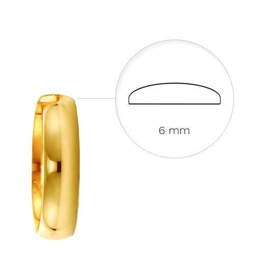 Obrączki ślubne: złote, półokrągłe, 6 mm