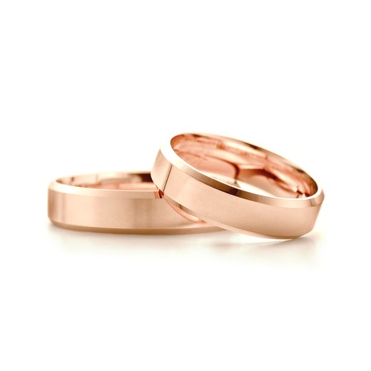 Obrączki ślubne: różowe złoto, z fazą, 5 mm