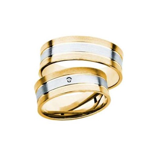 Obrączki ślubne: dwukolorowe złoto, wklęsłe, 7 mm