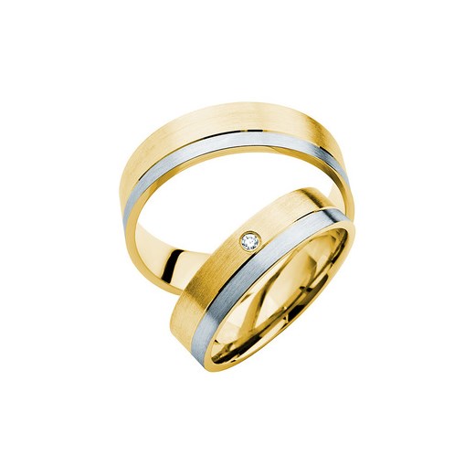 Obrączki ślubne: dwukolorowe złoto, płaskie, 5 mm