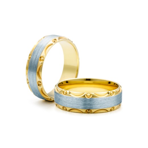Obrączki ślubne: dwukolorowe złoto, okrągłe, 6 mm