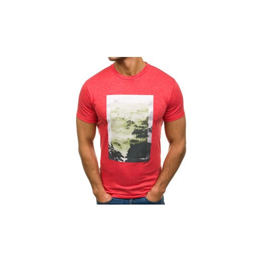 T-shirt męski z nadrukiem czerwony Denley T1417  Denley.pl L promocyjna cena Denley 