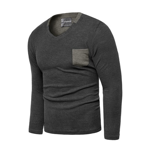 Ciepły sweter męski zazz1153 - antracytowy  Risardi S 