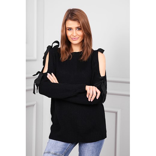 Sweter cold shoulder LUSI czarny