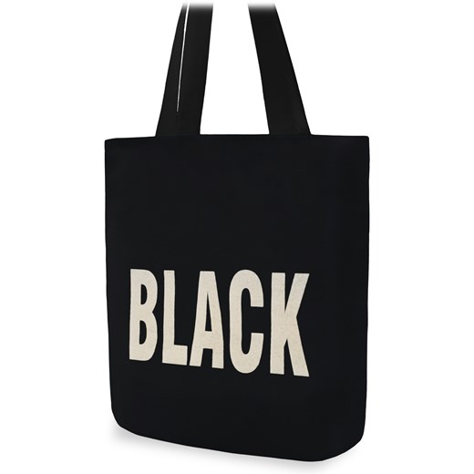 Płócienna torba damska eko shopperka tote bag na zakupy – black  czarny  world-style.pl