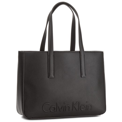 Torebka CALVIN KLEIN BLACK LABEL - Edge Medium Shopper K60K603986 001 Calvin Klein Black Label szary  eobuwie.pl