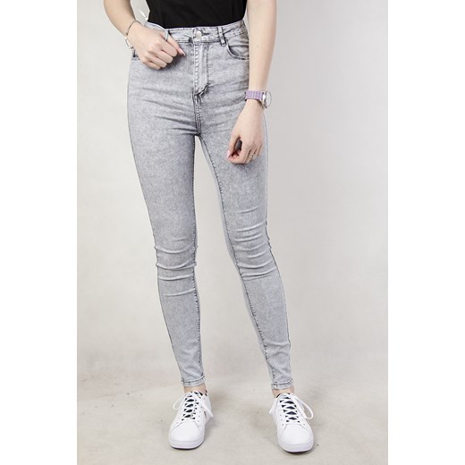 Szare spodnie marmurkowe skinny jeans  szary XS olika.com.pl