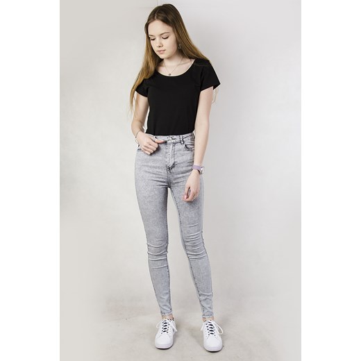 Szare spodnie marmurkowe skinny jeans  bialy XS olika.com.pl