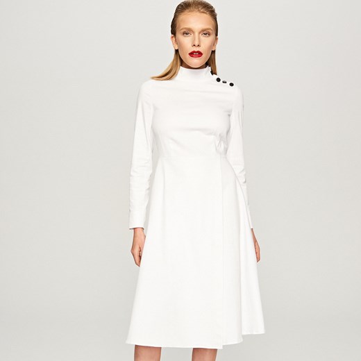 Reserved - Biała sukienka ze stójką - Kremowy Reserved  42 
