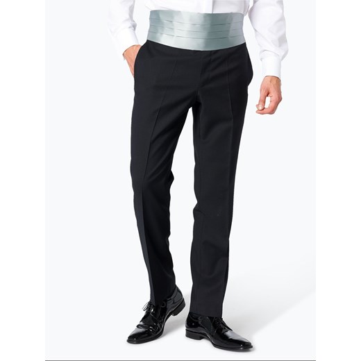 Wilvorst Męskie spodnie od smokingu modułowego Mężczyźni Regular Fit Wełna czarny jednolity ze sklepu vangraaf w kategorii Spodnie męskie - zdjęcie 46960164