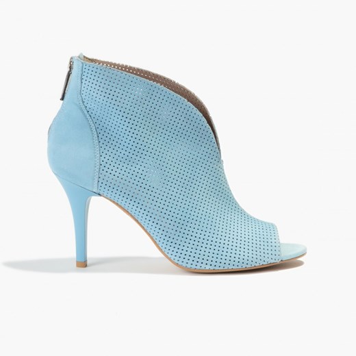 Niebieskie ażurowe botki peep-toe z zamszu 6215-69-1208 niebieski Badura 37 badura.pl
