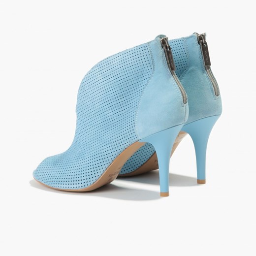 Niebieskie ażurowe botki peep-toe z zamszu 6215-69-1208 Badura mietowy 37 badura.pl