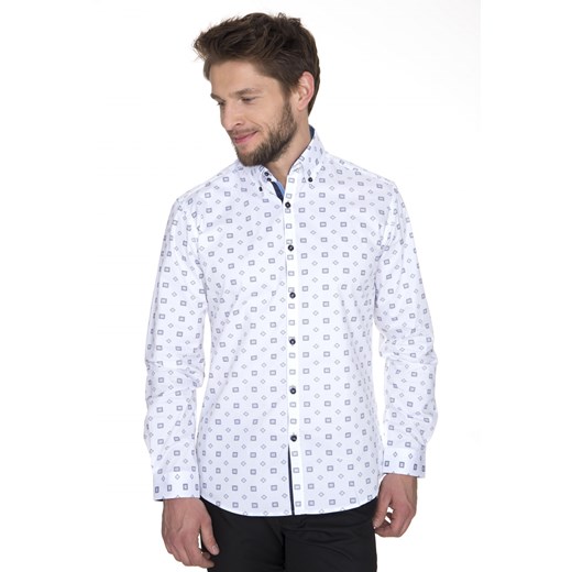 Koszula biała wzór  fioletowy 176/182 39 eLeger