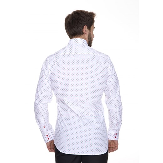 Koszula biała wzór fioletowy  176/182 39 eLeger