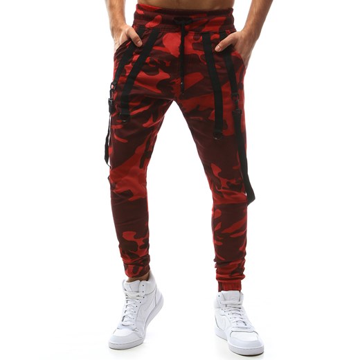 Spodnie męskie joggery camo czerwone (ux1129) brazowy Dstreet XL wyprzedaż  