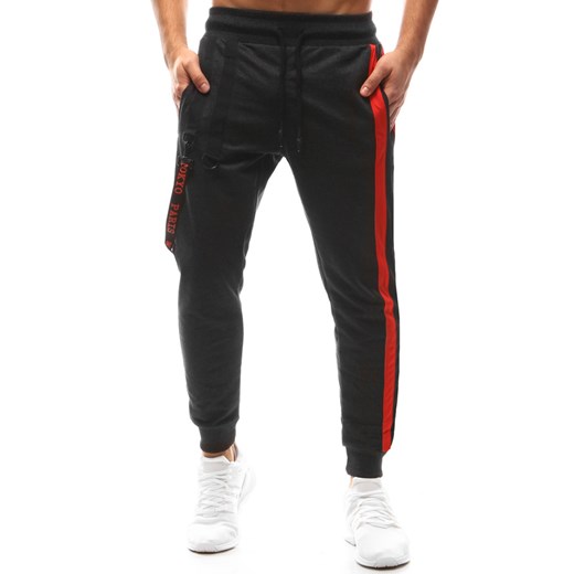Spodnie męskie joggery dresowe antracytowe (ux1139) Dstreet czarny XL okazyjna cena  