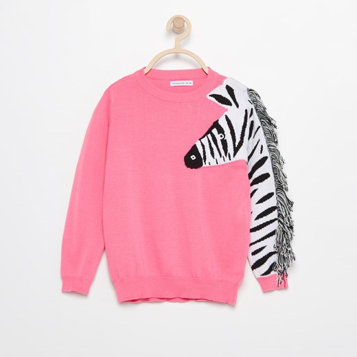 Reserved - Sweter z zebrą - Różowy