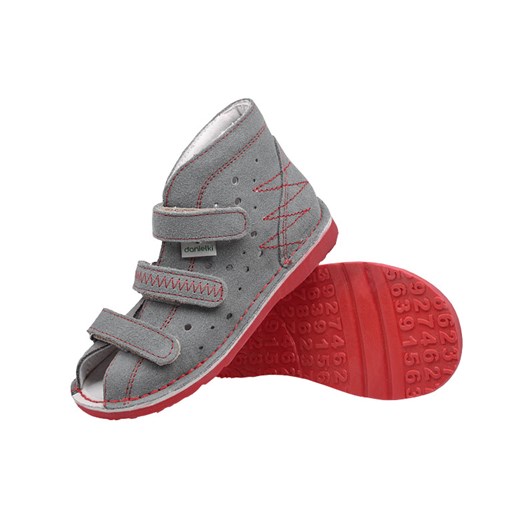 Kapcie profilaktyczne buty DANIELKI T105 T115 Szary+Czerwony