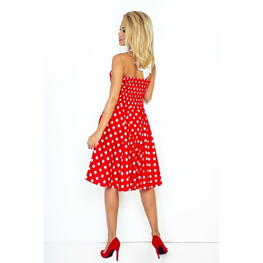 30-21 Rockabilly pin up sukienka - CZERWONA w białe kropki - BEZ GORSETU Z TYŁU Numoco UNI Yasmine