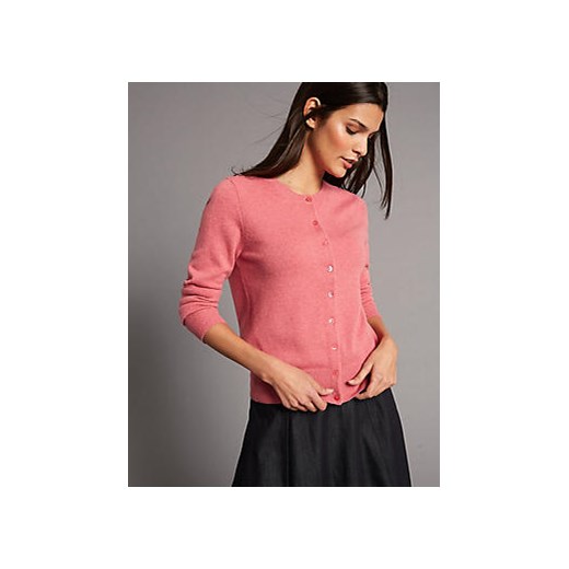 Pure Cashmere Button Through Cardigan  Marks & Spencer rozowy  Marks&Spencer