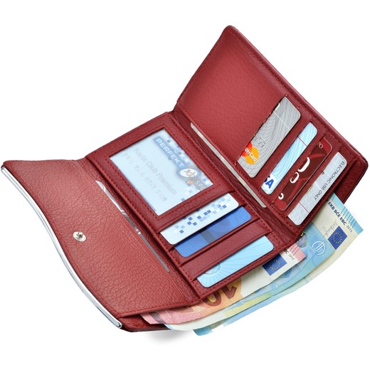 Lakierowany portfel damski skórzana portmonetka na bigiel – czerwony  Jennifer Jones  world-style.pl