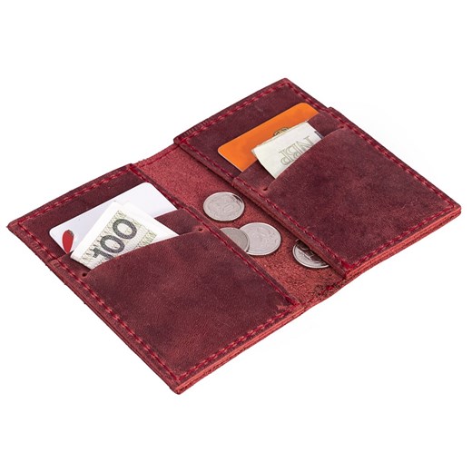 Skórzany cienki portfel slim wallet BRODRENE SW03 czerwony  Brødrene  Skorzana.com