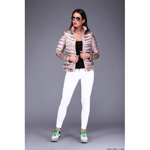 kurtka damska made in italy ** pikowana lekka+ fango/perłowe złoto+ ortalion fioletowy L LUXURYONLINE