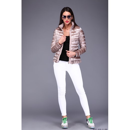 kurtka damska made in italy ** pikowana lekka+ fango/perłowe złoto+ ortalion bialy XS LUXURYONLINE