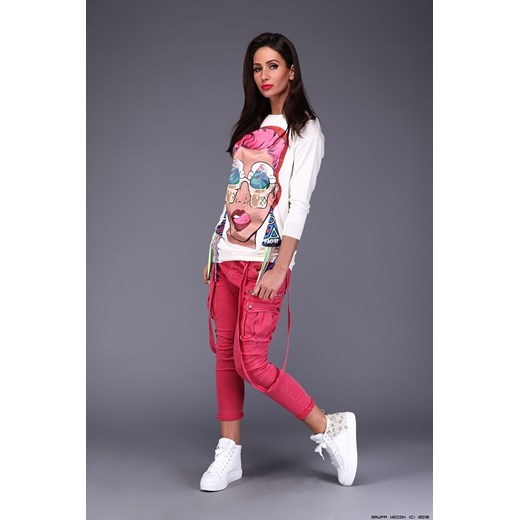 spodnie damskie melly&amp;co ** półsportowe malinowe jeansy+ szelki rozowy Melly&co L/XL LUXURYONLINE