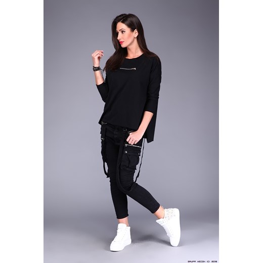 bluzka damska minouu ** czarna bluzka - zamek Minouu czarny S/M LUXURYONLINE