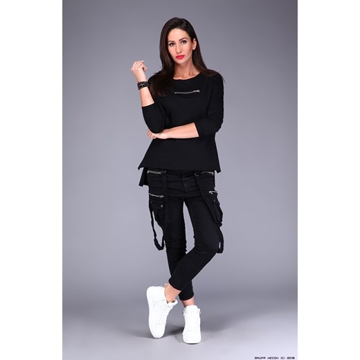 bluzka damska minouu ** czarna bluzka - zamek czarny Minouu S/M LUXURYONLINE