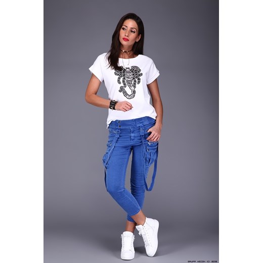 spodnie damskie melly&amp;co ** półsportowe niebieskie jeansy+ szelki Melly&co niebieski L/XL LUXURYONLINE