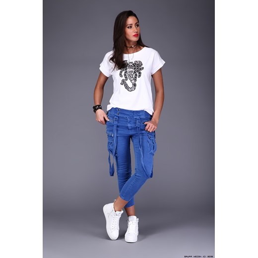 spodnie damskie melly&amp;co ** półsportowe niebieskie jeansy+ szelki niebieski Melly&co M/L LUXURYONLINE
