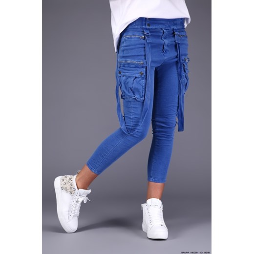 spodnie damskie melly&amp;co ** półsportowe niebieskie jeansy+ szelki Melly&co niebieski L/XL LUXURYONLINE