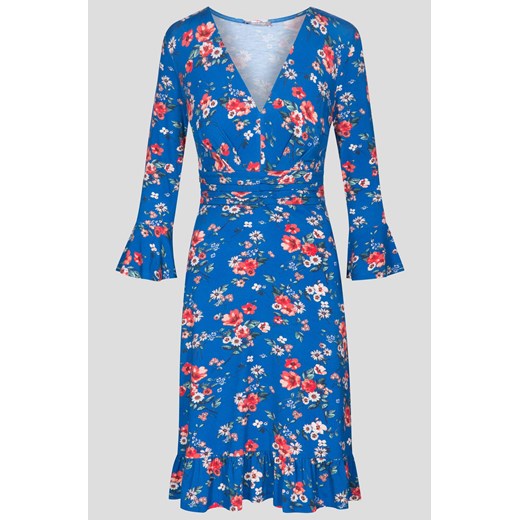 Sukienka w kwiaty z falbanami niebieski ORSAY 32 orsay.com