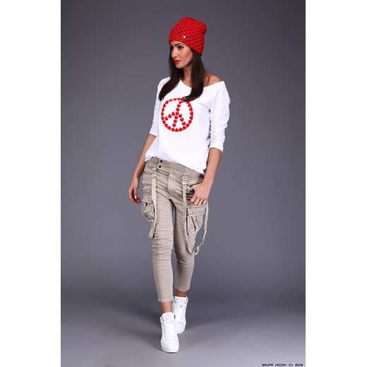 spodnie damskie melly&amp;co ** półsportowe piaskowe jeansy+ szelki Melly&co  S/M LUXURYONLINE