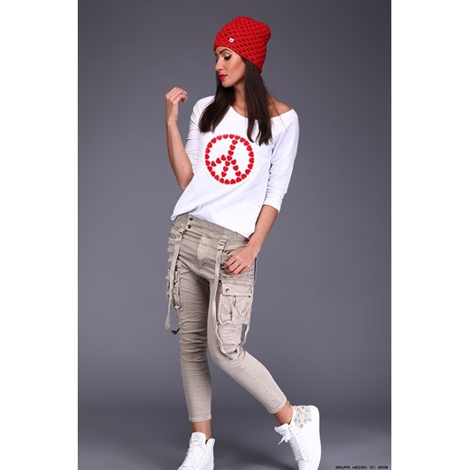 spodnie damskie melly&amp;co ** półsportowe piaskowe jeansy+ szelki szary Melly&co M/L LUXURYONLINE