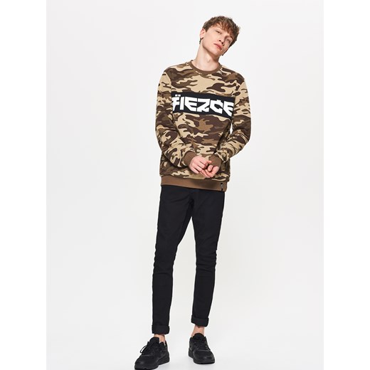 Cropp - Bluza camo z napisem - Brązowy  Cropp XXL 