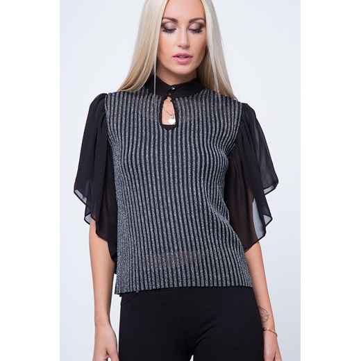 Bluzka ze srebrną nitką czarna MP16136 fasardi XL fasardi.com