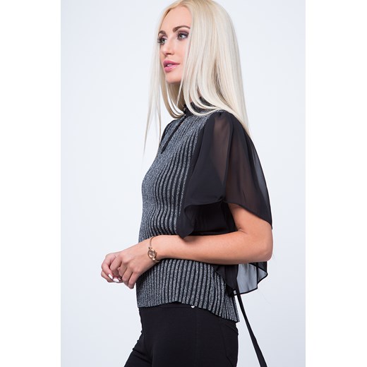 Bluzka ze srebrną nitką czarna MP16136 fasardi XL fasardi.com