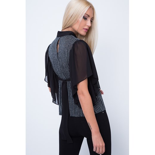 Bluzka ze srebrną nitką czarna MP16136 fasardi XL fasardi.com
