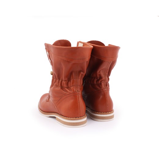 sznurowane botki workery - skóra naturalna - model 424 - kolor brązowy