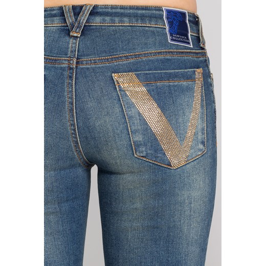 Niebieskie jeansy damskie z przetarciami  Versace Collection 31 Velpa.pl