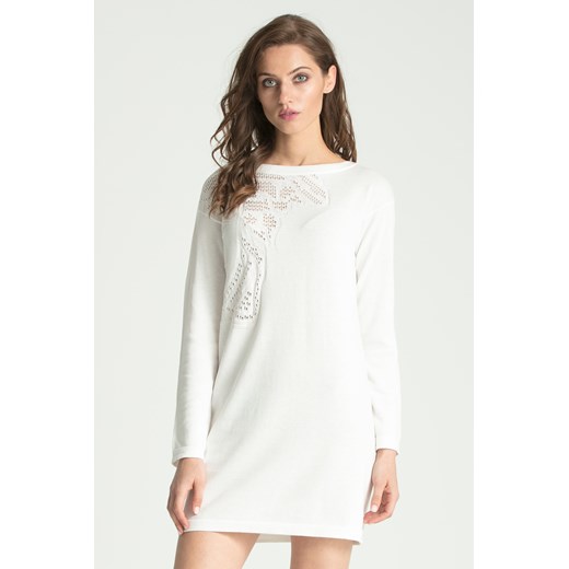 Biały sweter damski z ażurowym wzorem. Versace Collection  44 Velpa.pl