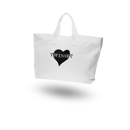 Duża kremowa torba plażowa szary Twinset Underwear & Beachwear UNI Velpa.pl